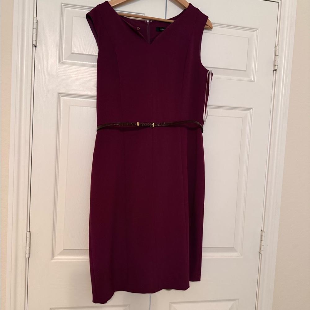 Ellen Tracy Plum Midi Dress with Belt